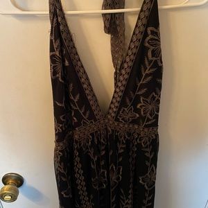 Lace flirty mesh halter top jumpsuit